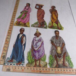 African Festival Figures (6) Heavy Cardboard
